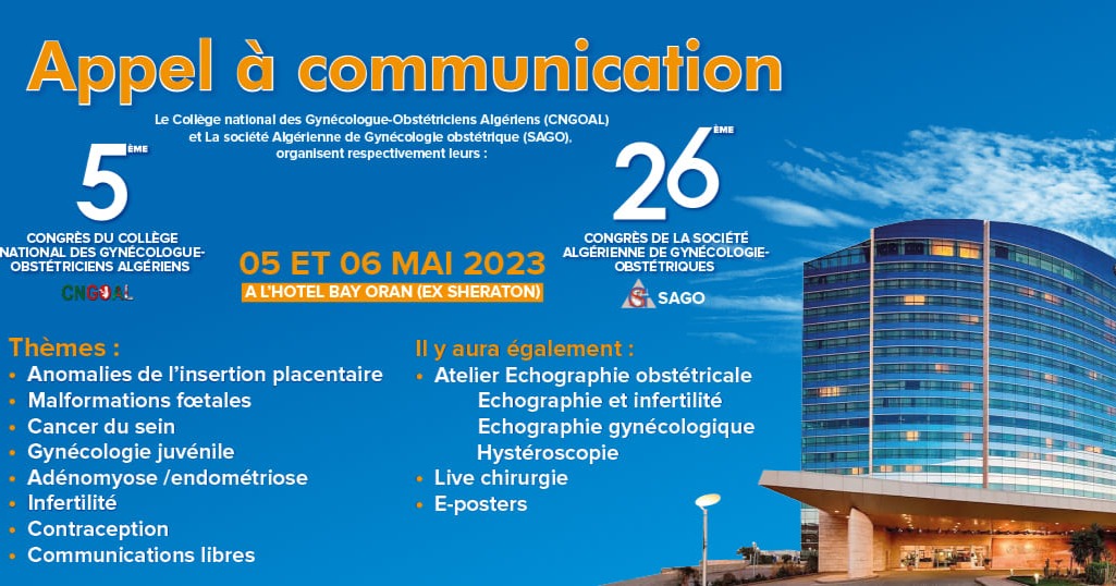 05ème congrès du collège National des Gynécologue Obstétriciens et le 25éme de la Société Algérienne de Gynécologie Obstétrique cover image