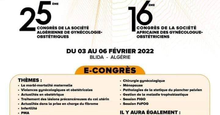 25 ème congrès de la société Algérienne de gynécologie-obstétrique/ 16ème congrès de la société africaine des gynécologue-obstétriciens cover image