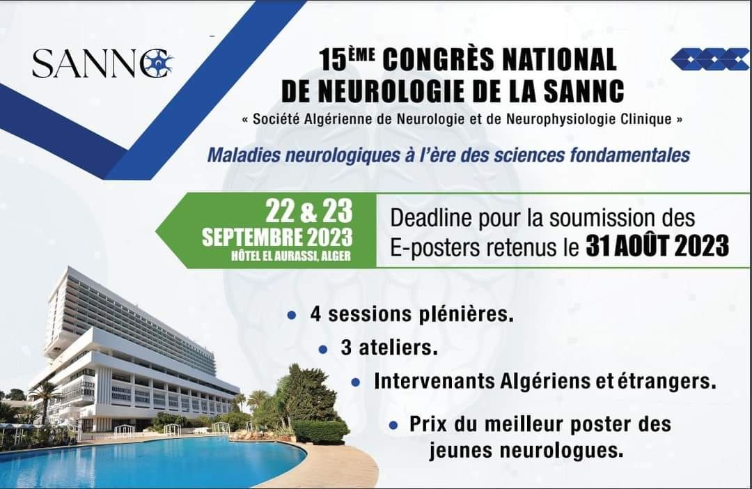 15ème congrès de la neurologie:  "Les maladies neurologiques à l'ère des sciences fondamentales" affiche