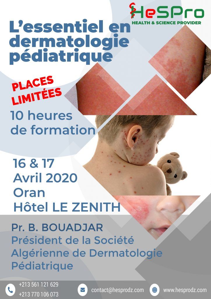Formation sur L’essentiel en dermatologie pédiatrique -16, 17 avril 2020 à Oran affiche